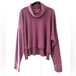 AE Purple Semi-Cowl Neck Top, Sz L (P2P 27”)